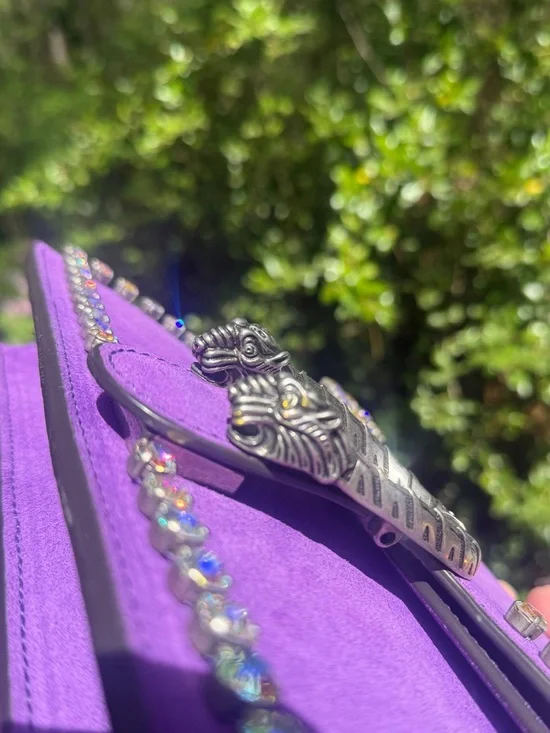 RARE Gucci Dionysus Purple Suede Crystal Chain Purse - Picture 9 of 15